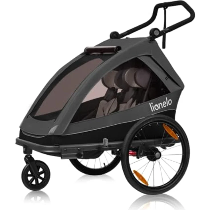 lionelo Fahrradkinderanhänger CAMA, 2in1 / SIQ / All-round-safety/ Head+/UPF 50+/60l Kofferraum, Kinderwagen und Fahrradanhänger, blau – Bild 2