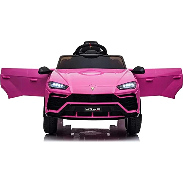 FINOOS Lambo Urus Elektroauto für Kinder, Originallizenz, 2 Motoren, vertikal öffnende Türen, 12-V-Batterie, 2,4-GHz-Fernsteuerung, (Rosa) – Bild 2