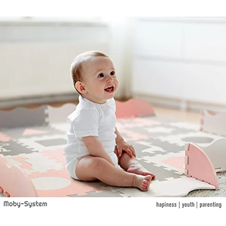 Moby-System Puzzlematte für Babys, 150 x 150 cm, Spielmatte, geruchlos, Matte große, Puzzle Matte für Jungen & Mädchen, Spielmatte, geruchlose Krabbelmatte – Bild 2