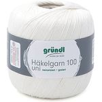 Häkelgarn 100 Gründl 100% Baumwolle, Filetgarn,häkeln, 100g 566 m,NS -2,Stärke 10 (102 creme)