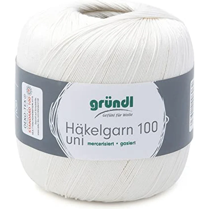 Häkelgarn 100 Gründl 100% Baumwolle, Filetgarn,häkeln, 100g 566 m,NS -2,Stärke 10 (102 creme) – Bild 1