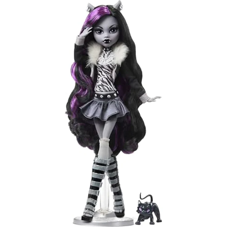Mattel® Anziehpuppe Monster High "Reel Drama" Sammlerpuppe Clawdeen Wolf, Schwarz-Weiß mit einzigartiger Graustufen-Ästhetik und exklusivem Zubehör – Bild 1