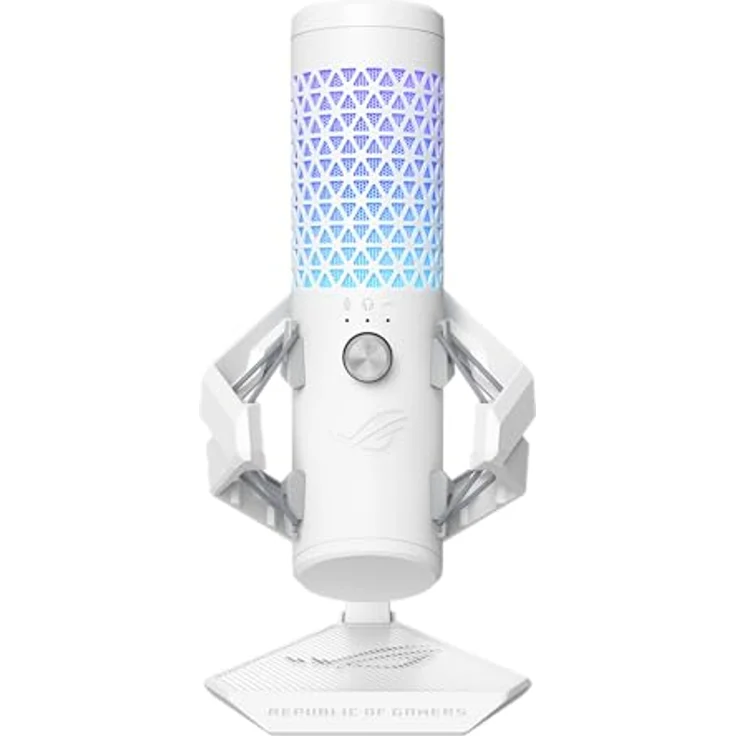 ASUS ROG Carnyx RGB Kondensator-Gaming-Mikrofon weiß (Gaming, Streaming und Podcast, 25-mm-Kondensatorkapsel, 192 kHz / 24 Bit Abtastrate, Hochpassfilter, Pop-Filter, Metallhalterung, Aura Sync) – Bild 4