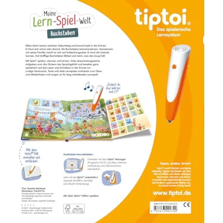 Ravensburger tiptoi® Meine Lern-Spiel-Welt - Buchstaben, Lernbuch für Kinder ab 4 Jahren, gelb – Bild 2