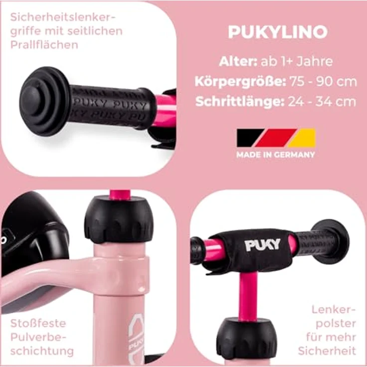 PUKY PUKYLINO Retro Rose, Indoor-Rutschfahrzeug für Kinder ab 1 Jahr, ergonomischer Sitz, Sicherheitslenkergriffe, Pulverbeschichtung, Float-Laufräder – Bild 3