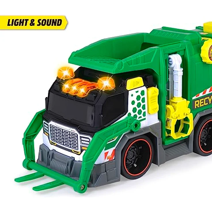 Dickie Toys - Spielzeug-Müllauto mit vielen Funktionen (39 cm) - großes Spielzeugauto für Kinder ab 3 Jahre mit motorisierter Hebefunktion, Greifarm, Mülltonne, Licht & Sound u.v.m. – Bild 4
