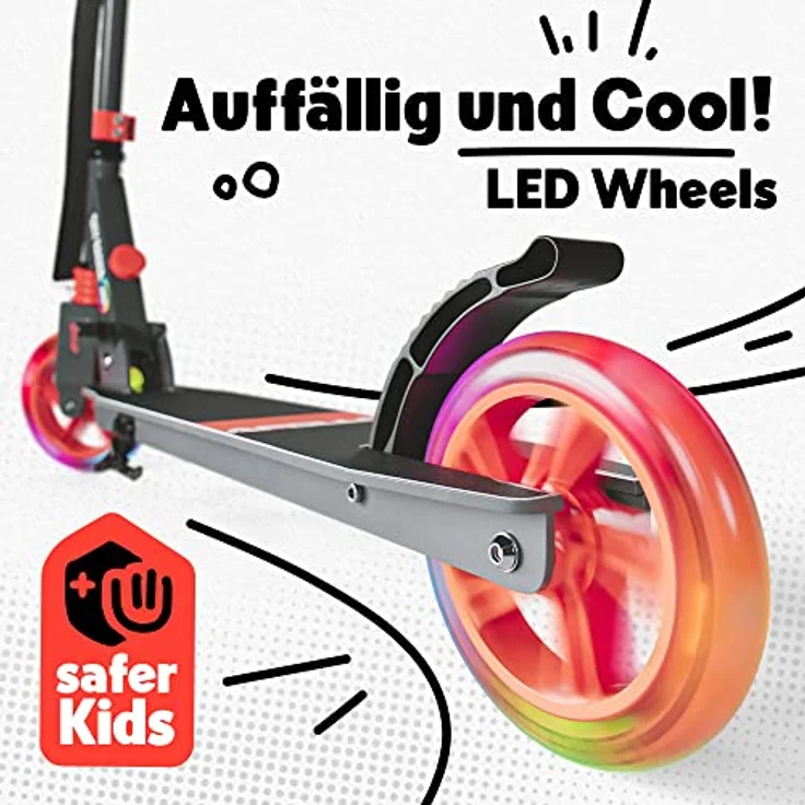 Apollo Scooter LED - Skyracer Led | City Scooter mit Federung | klappbar | Ab 5 Jahren | Cityroller verstellbar - grau/orange – Bild 3
