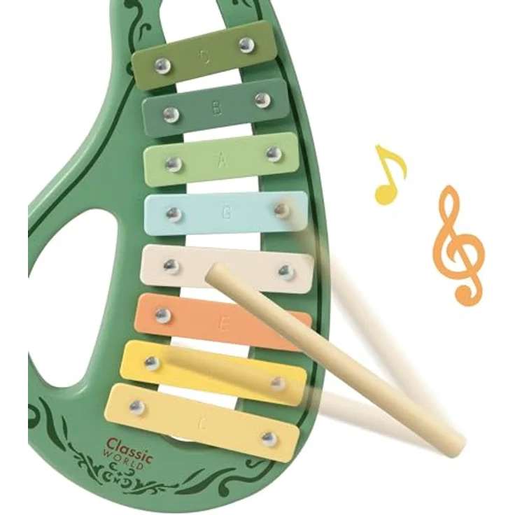 Classic World Vintage-Xylophon, umweltfreundliches Musikinstrument aus FSC-zertifiziertem Holz, ideal für Kinder ab 18 Monaten, charmante Vintage-Farben – Bild 2