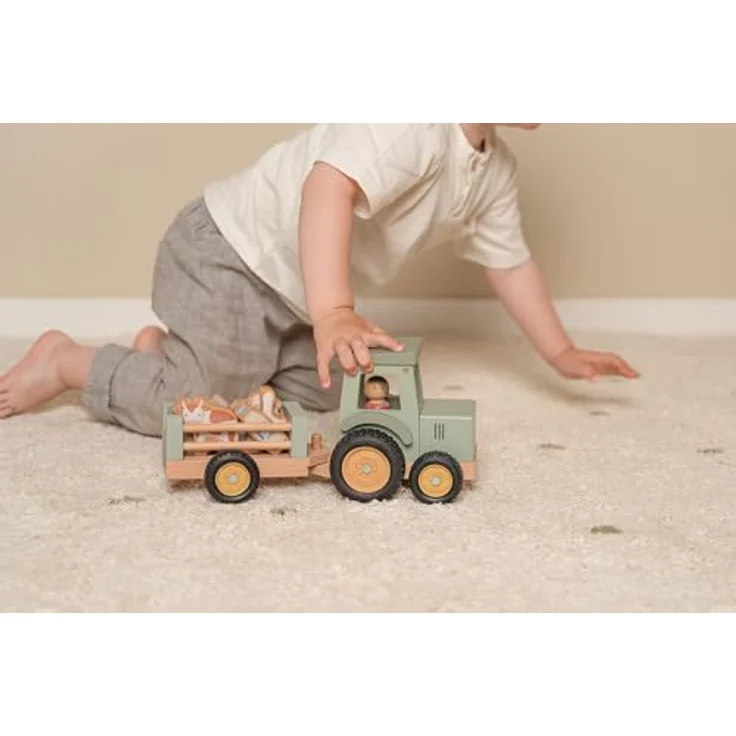 Little Dutch 7149 FSC Holz Traktor mit Anhänger grün - Little Farm - Preisvergleich – Bild 5