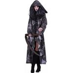 Thetru Damen Kostüm Der Tod, schwarz, mit Kapuze und Satinband, Größe XXL