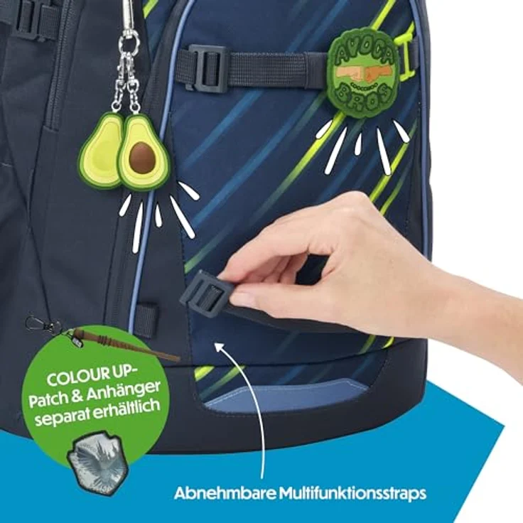 coocazoo Schulrucksack MATE, Ergonomischer Rucksack mit Easy-Grow-System, Farben: Fast Lime und Blau, Volumen: 30 l – Bild 7