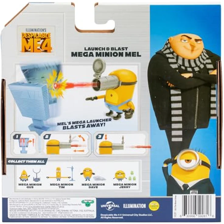 MINIONS Scharf schießender Mega Mel, Actionfigur aus Ich – Einfach unverbesserlich 4, drücke auf Mels Kopf zum Abfeuern, 5 verschiedene Mega-Minions zum Sammeln – Bild 5