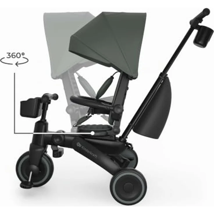 Kinderkraft Dreirad Jazz³, 6-in-1 System für Kinder von 9 Monaten bis 25 kg, drehbarer Sitz, abklappbares Verdeck, integrierter Stauraum – Bild 6