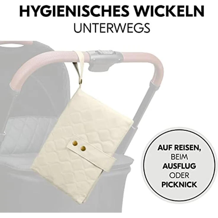 Hauck Wickeltasche Change N Walk - Beige, Windeltasche mit Wickelunterlage, Organizer, Wickeltetui mit Schlaufe – Bild 4