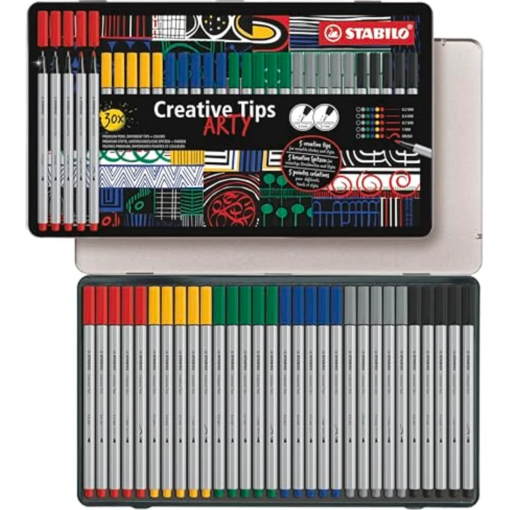STABILO Filzstift STABILO Creative Tips ARTY Multiliner-Set CLASSIC - 30er Metalletui - Lebendige Farben für kreative Projekte – Bild 2