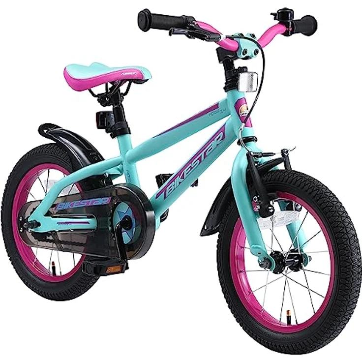 BIKESTAR Kinderfahrrad 14 Zoll für Mädchen und Jungen ab 4 Jahre | Kinderrad Urban Jungle | Türkis & Berry | Leicht, Stabil, Sicher | Risikofrei Testen – Bild 1