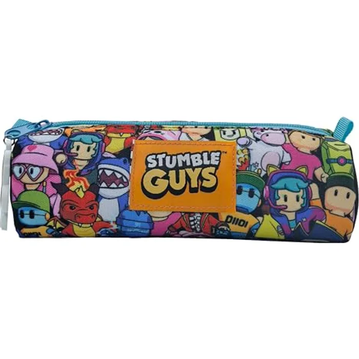 Wisam Federmäppchen Stumble Guys, zylindrisches Etui für Schule, Freizeit und Studium, mehrfarbig, 22 × 8 × 11 cm, mit Figuren-Reißverschluss
