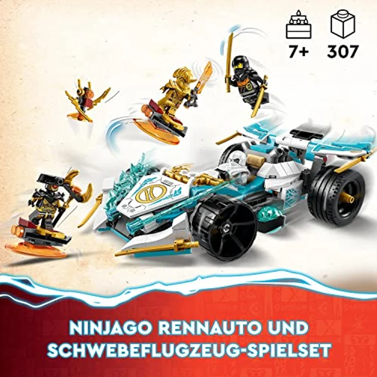 LEGO 71791 NINJAGO Zanes Drachenpower-Spinjitzu-Rennwagen, Spielzeug für Kinder ab 7 Jahren, Jungen & Mädchen, Fahrzeug-Bausatz mit Spinnfunktion und 4 Minifiguren – Bild 2