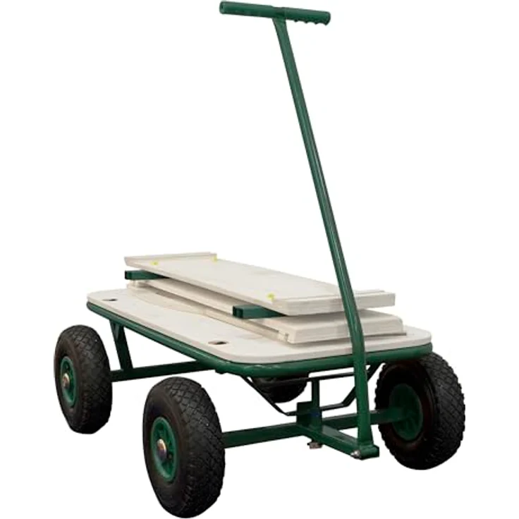 Ambia Garden Bollerwagen, Braun-Grün, aus Holz und Metall, 95x97x61 cm, CE-zertifiziert, ideal für Baby und Kind – Bild 3