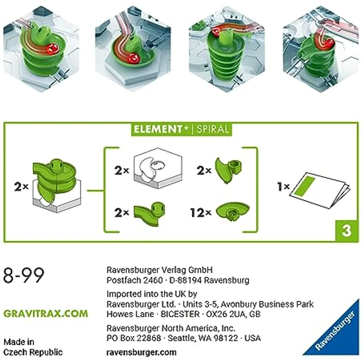 Ravensburger GraviTrax Element Spirale - Zubehör für das Kugelbahnsystem. Kombinierbar mit allen GraviTrax Produktlinien, Starter-Sets, Extensions und Elements, Konstruktionsspielzeug ab 8 Jahren – Bild 3