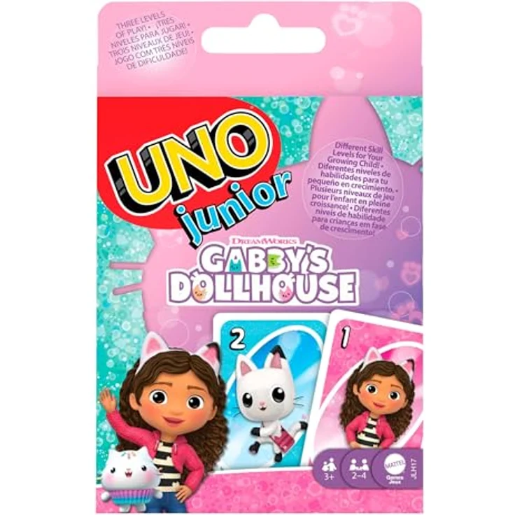 Mattel Gabby's Dollhouse - UNO Junior Kartenspiel, für Kinder ab 3 Jahren, mit niedlichen Motiven – Bild 1