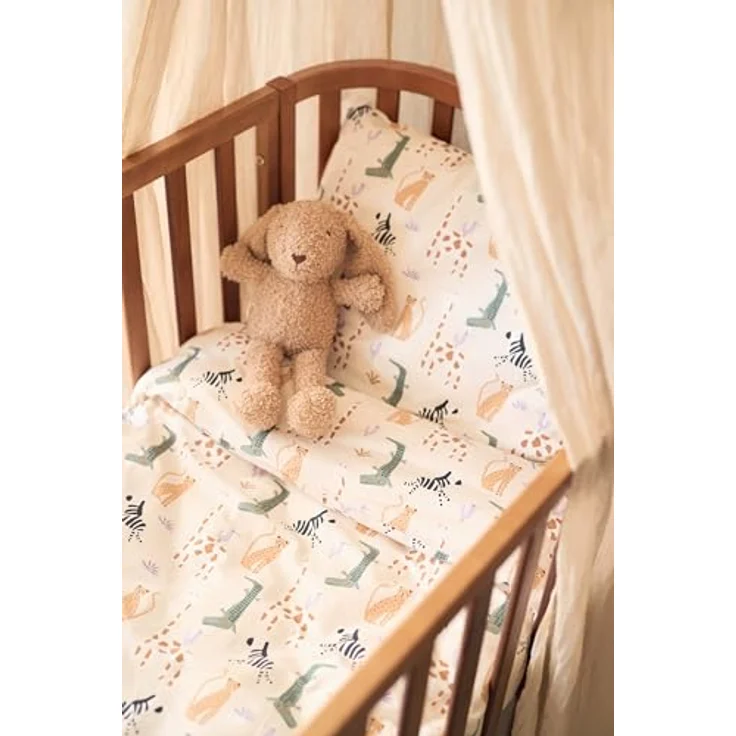 Jollein Kinderbettwäsche Jungle Jambo 100x140cm 100% Baumwolle Oeko-TEX Zertifiziert Babybettwäsche mit Kissenbezug Bettwäsche Set – Bild 4