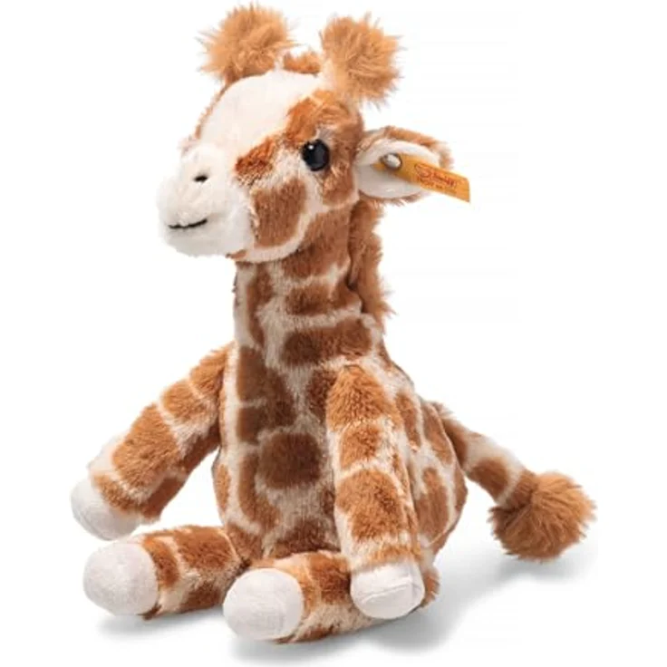 Steiff Gina Giraffe Hellbraun gefleckt 23 cm, Soft Cuddly Friends, aufrecht sitzend durch Granulatsäckchen, Kuscheltier Giraffe, Zootier Plüschtier, Flauschiges Safari-Tier – Bild 1