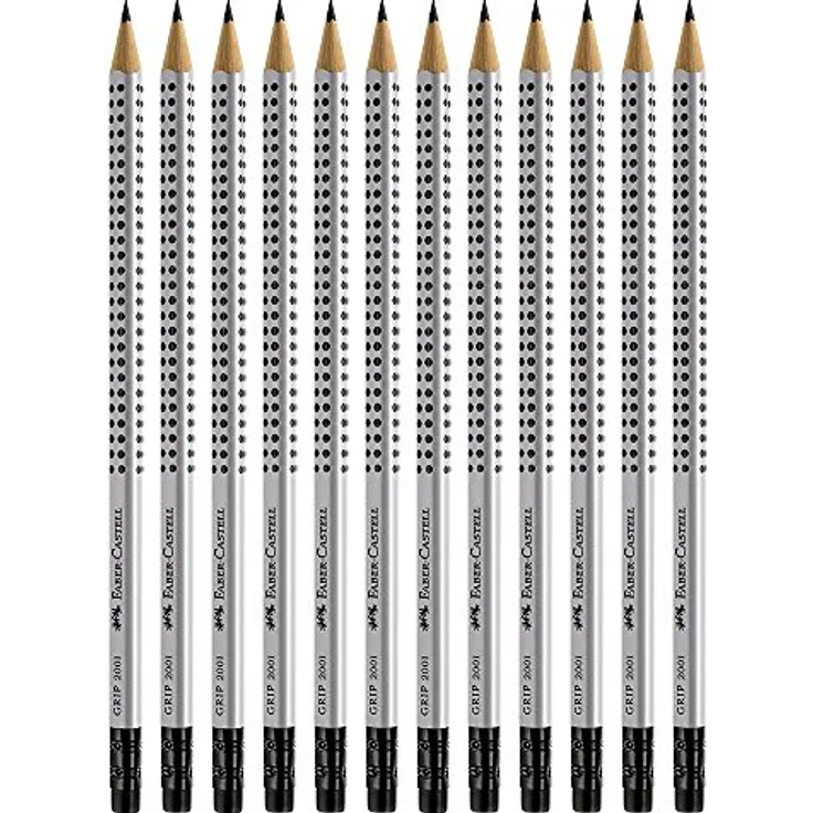 Faber-Castell GRIP 2001 Bleistift HB mit Radierspitze 12 Stück