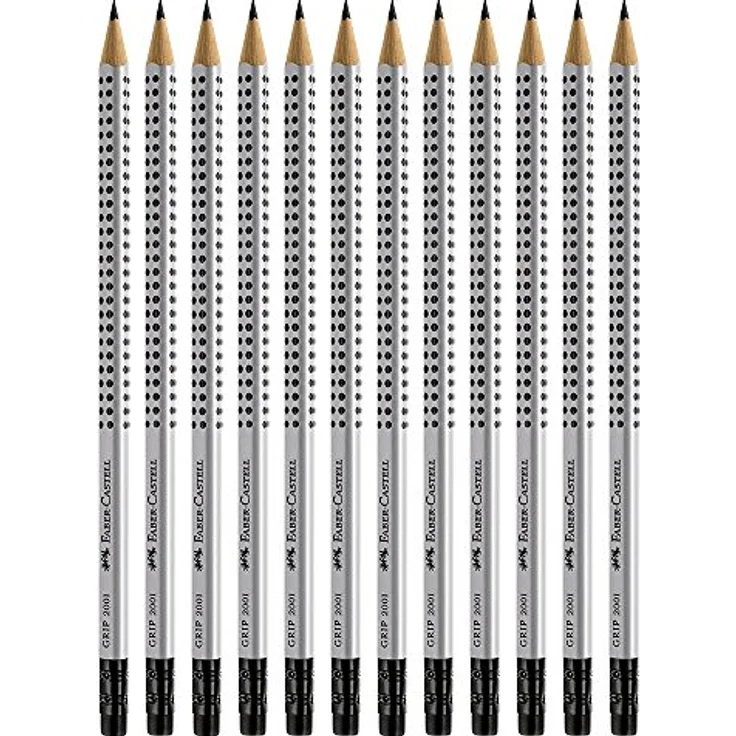 Faber-Castell GRIP 2001 Bleistift HB mit Radierspitze 12 Stück – Bild 1
