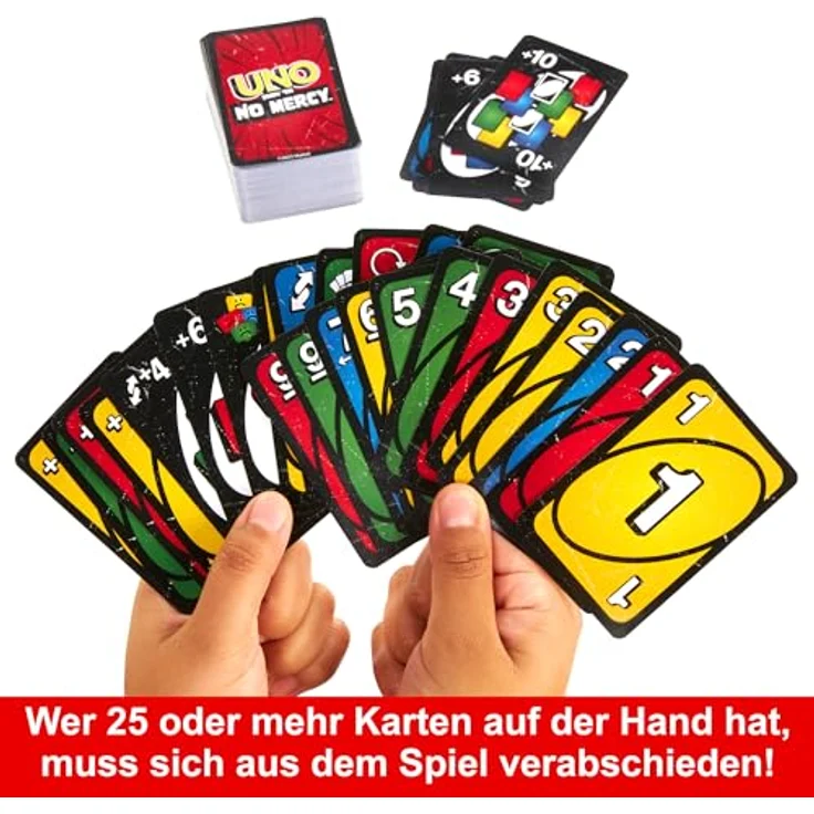 Mattel Games UNO Show 'em No Mercy, Kartenspiel mit 56 zusätzlichen Karten, Sonderregeln und härteren Strafen in Aufbewahrungsdose, HXT57 – Bild 5