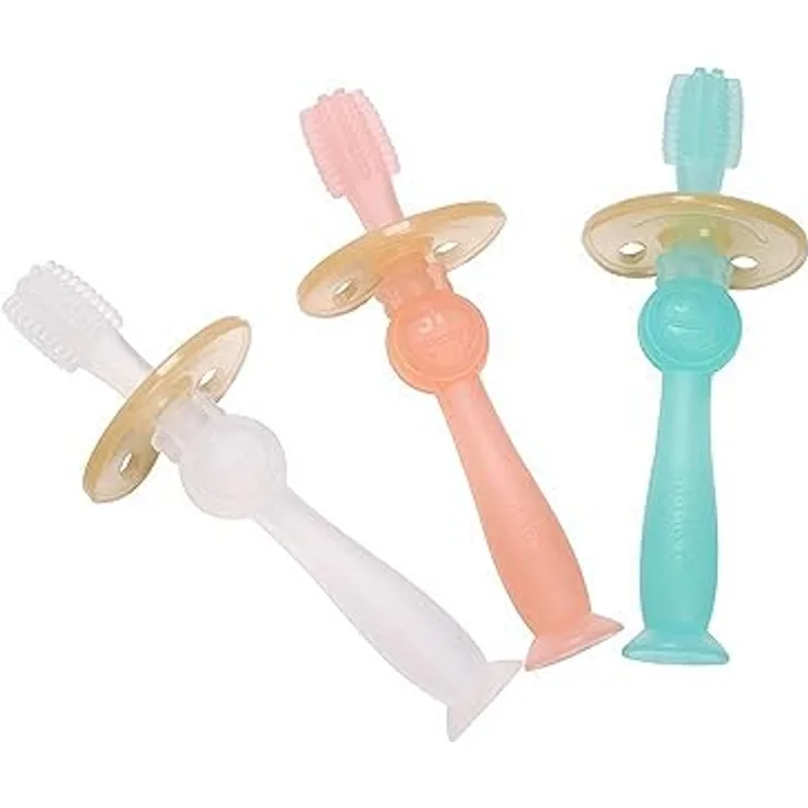 Haakaa 360 Grad Silikon Baby Zahnbürste, rosa, 16 g