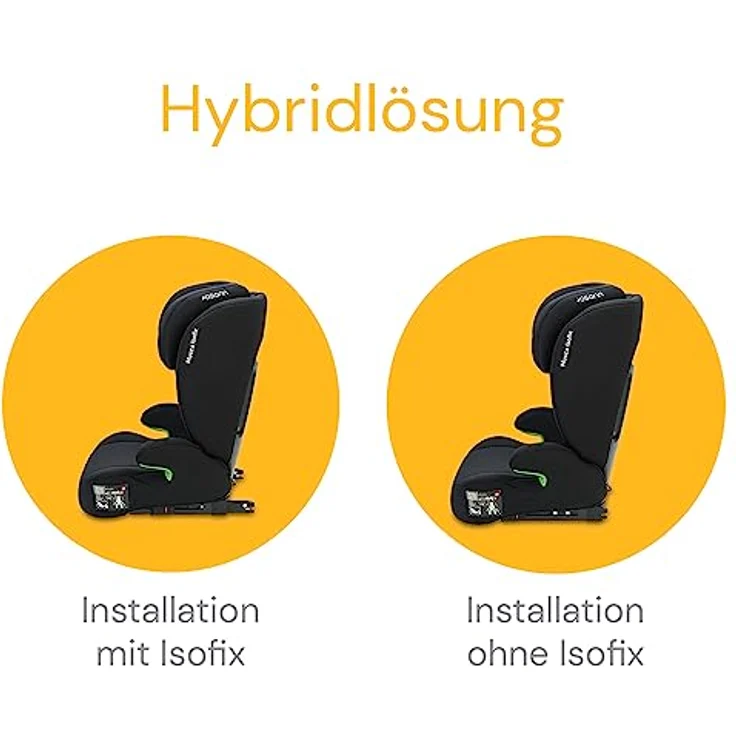 Osann Kindersitz Musca Isofix i-Size ab 3 Jahre - 12 Jahre (100 cm - 150 cm) mit Isofix - Black, 14-fach höhenverstellbare Kopfstütze, Memoryschaum Seitenaufprallschutz – Bild 3