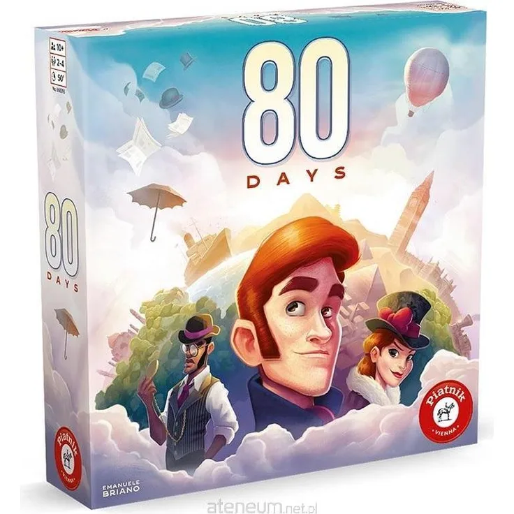Piatnik 80 Tage, Brettspiel mit doppelseitigem Spielbrett und abenteuerlichen Herausforderungen