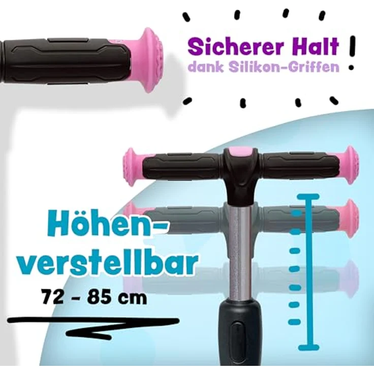 Apollo Kinderscooter KidsPro4 LED Roller - Pink, höhenverstellbar, mit leuchtenden LED-Rollen, für Kinder ab 3 Jahre, belastbar bis 60 kg – Bild 2