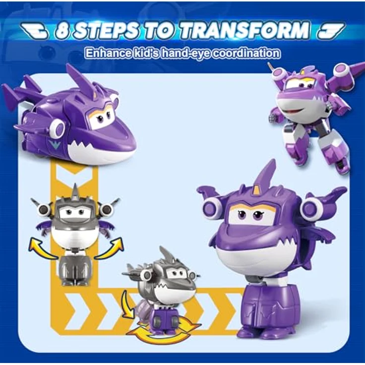 Super Wings Transformations-Flugzeug Sally, 2 in 1 Action Figur, 5 cm großes Flugzeug-Roboter-Spielzeug in lila, für Jungen und Mädchen ab 3 Jahren – Bild 3