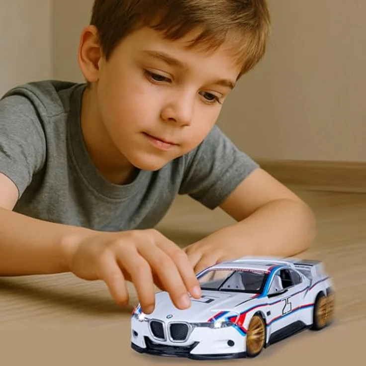 Weiss BMW 3.0 CSL Hommage R, Diecast Modellauto 1:24, weiss inkl. Knopfzellen – Bild 2