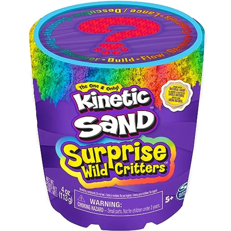 Kinetic Sand Surprise - 113 g farbiger magischer kinetischer Sand aus Schweden mit Tierfigur und Accessoires für kreatives Indoor-Sandspiel, für Kinder ab 3 Jahren
