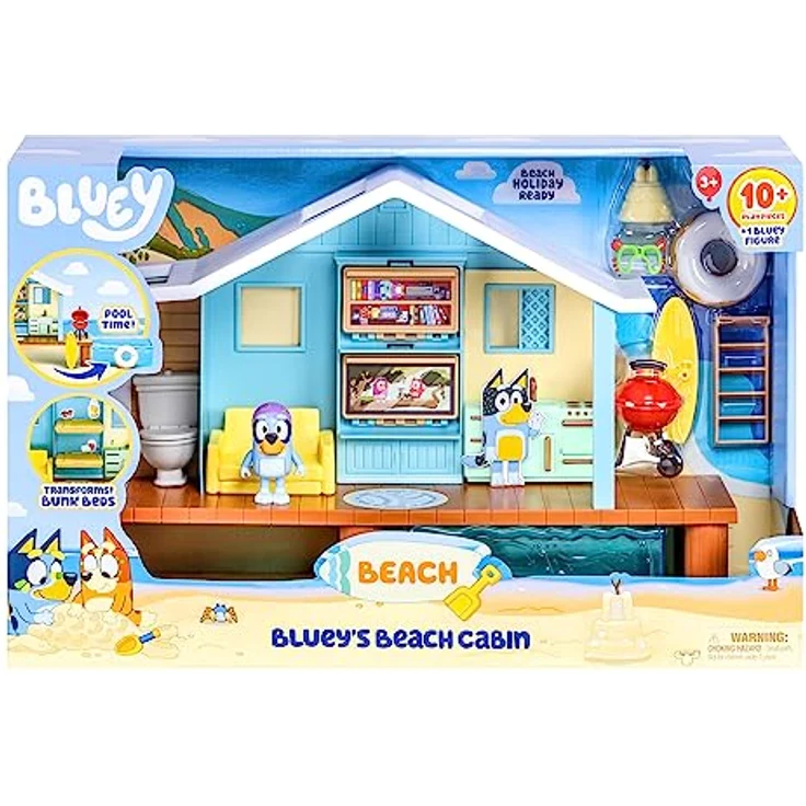 Moose Bluey Beach Cabin Playset, Spielzeughaus mit exklusiver Figur in Schutzbrille, hochwertig verarbeitet – Bild 2