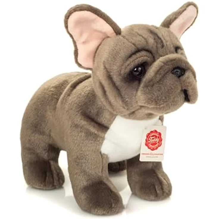 Teddy Hermann 91999 Französische Bulldogge stehend, grau, Kuscheltier aus recyceltem Plüsch, 30 cm, schadstoffgeprüft, pflegeleicht, für Kinder ab 18 Monaten – Bild 1