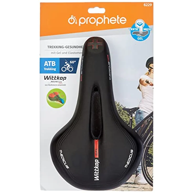 Prophete Wittkop Medicus Twin 1.0 Sattel | Trekkingsattel | Fahrradsattel | Geleinlage und Elastomerdämpfung | 5-Zonen Polsterung | Schwarz – Bild 2