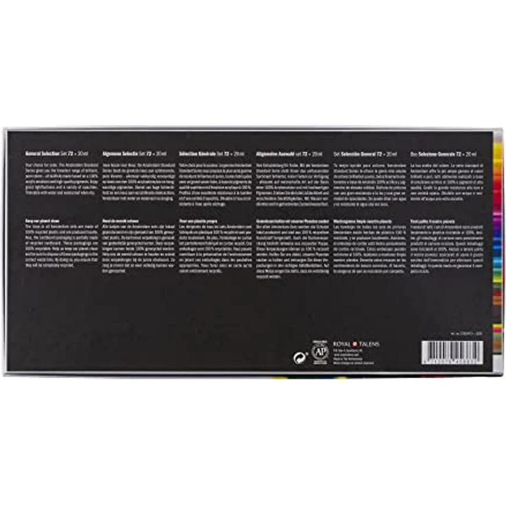 Amsterdam Standard Series Acrylfarben Set für Einsteiger, Probierset mit 73 x 20 ml Tuben in Grundfarben, mittlere Viskosität, seidenmatte Oberfläche – Bild 2