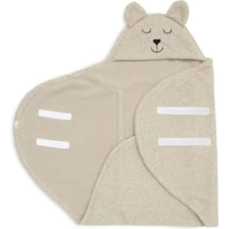 Jollein Einschlagdecke Puckdecke für Babyschale, flauschige Felloptik, 100 cm, Bär Design - Grau – Bild 3