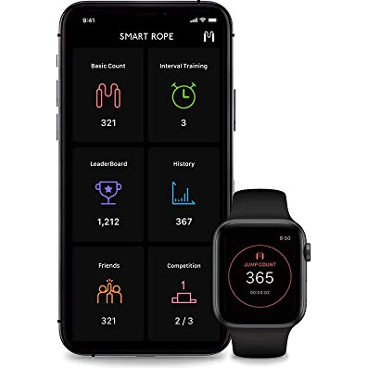 TANGRAM Smart Jump Rope Rookie (Black), mit Bluetooth Verbindung zur SmartRope-App, einstellbar und langanhaltende Knopfzellen-Batterie – Bild 3