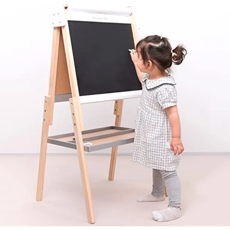 Mercator Medical New Classic Toys Blackboard, Magnetisches Whiteboard mit Kreiden, Marker und Schwamm, höhenverstellbar (110-114,5 cm) – Bild 7
