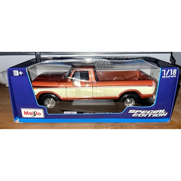 Maisto Ford F150 Pick-Up (1979), Modellauto 1:18 mit beweglichen Türen, Motorhaube und Heckklappe, braun, Sammler-Edition
