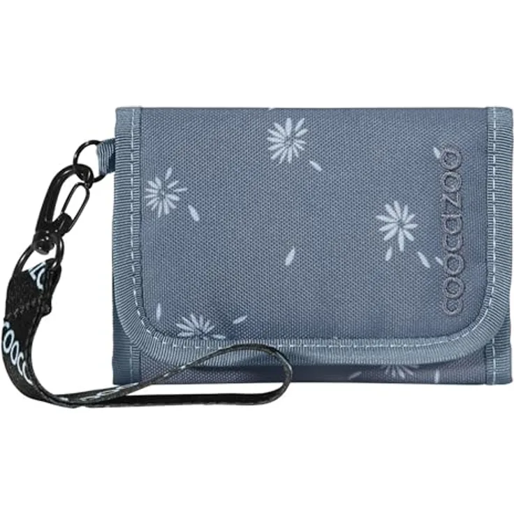 Coocazoo Geldbörse „Bloomy Daisy”, hellgrau, Portemonnaie mit Sichtfenster innen & außen, recyceltes Polyester, Münzfach & Kartenfächern, Klettverschluss, ab der 3. Klasse