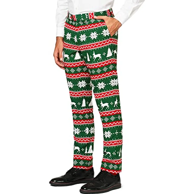 OppoSuits Festive Green, Dreiteiliger Anzug mit festlichem Design, slim-fit Schnitt, inklusive Jacket, Hose und Krawatte – Bild 4