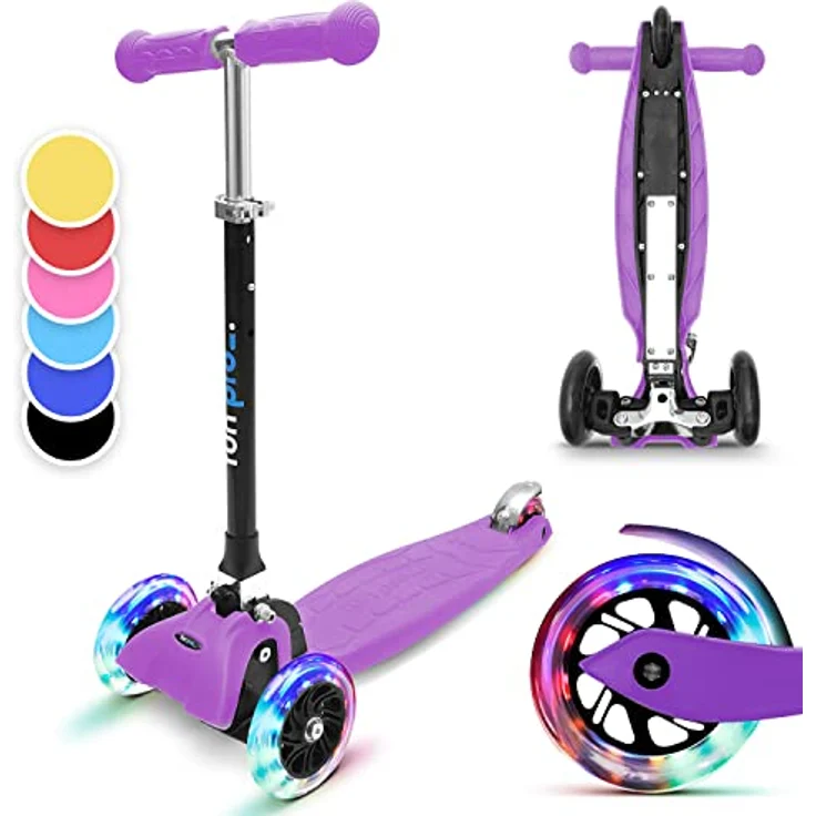 Fun Pro ONE Roller, der Sichere Premium Roller Kinder 3 Jahre, LED Räder, faltbar, 3 Jahre Garantie, blau – Bild 1