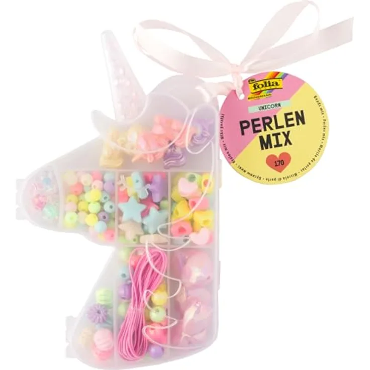 Folia Max Bringmann KG Bastelperlen Perlen Mix, 170-tlg, Bunte Bastelperlen für Schmuck und kreative DIY-Projekte