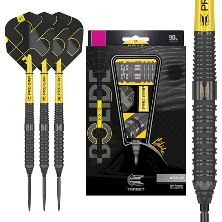Target Darts Bolide Void 90% Tungsten Dart Set, Stahlspitzen-Darts mit Swiss-Point-Technologie, Barrel 02, 22G, schwarze Darts, inkl. Swiss Point-Werkzeug – Bild 1